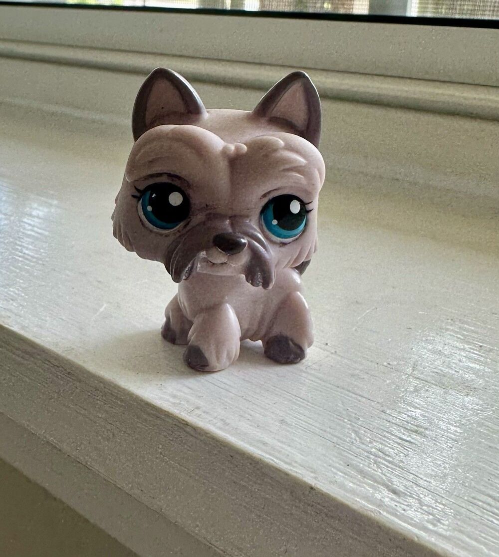 LPS Authentic G2 Littlest Pet Shop Grey Scottie Dog #1201 Terrier w/ Blue Eyes
